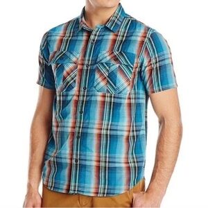 Prana Ostend Plaid Short Sleeve Button-Down Shirt Men’s Size Small